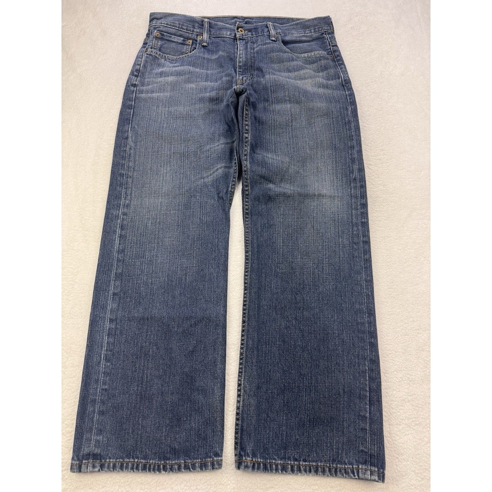 Levis 569 Jeans Men 34x30 Blue Loose Baggy Straight Whisker Distress Denim